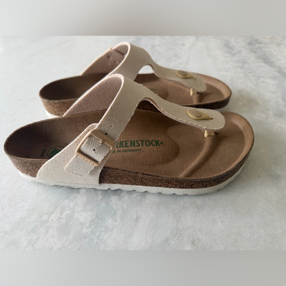 Birkenstock | Vegan Gizeh Canvas Eggshell Sandals | 39 | NWT - Picture 5 of 10